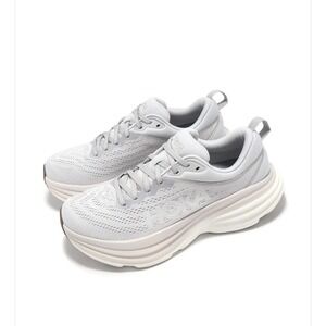 Hoka Bondi 8 Women's Lunar Rock Nimbus Light Grey Running Shoes Sneakers Sz 8.5
